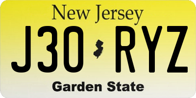NJ license plate J30RYZ