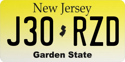 NJ license plate J30RZD