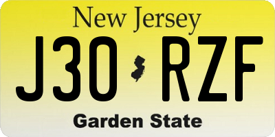 NJ license plate J30RZF