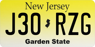 NJ license plate J30RZG