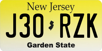 NJ license plate J30RZK