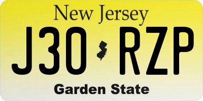 NJ license plate J30RZP