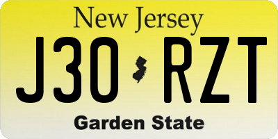 NJ license plate J30RZT