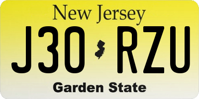 NJ license plate J30RZU
