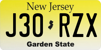 NJ license plate J30RZX