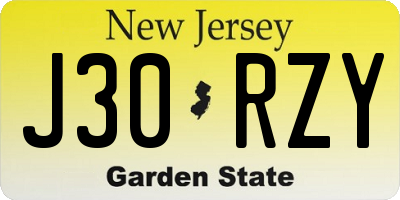 NJ license plate J30RZY