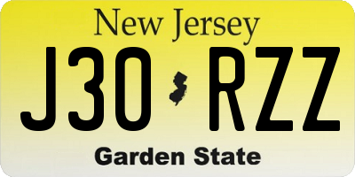NJ license plate J30RZZ