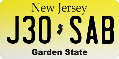 NJ license plate J30SAB
