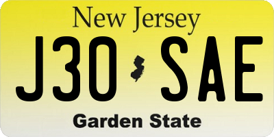 NJ license plate J30SAE