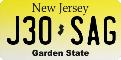 NJ license plate J30SAG