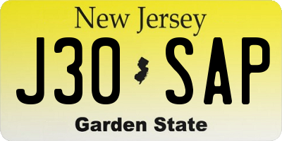 NJ license plate J30SAP