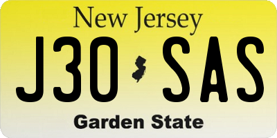 NJ license plate J30SAS