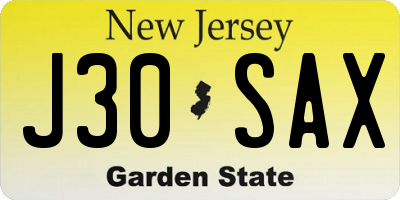 NJ license plate J30SAX