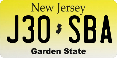NJ license plate J30SBA
