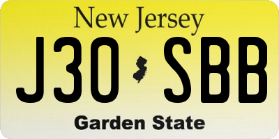 NJ license plate J30SBB