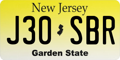 NJ license plate J30SBR