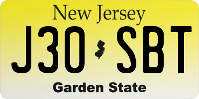 NJ license plate J30SBT
