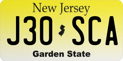 NJ license plate J30SCA
