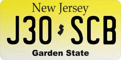 NJ license plate J30SCB