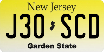 NJ license plate J30SCD
