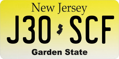 NJ license plate J30SCF
