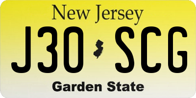 NJ license plate J30SCG