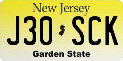 NJ license plate J30SCK