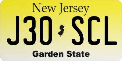NJ license plate J30SCL