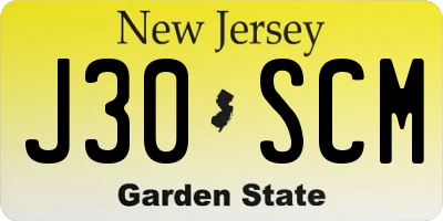 NJ license plate J30SCM