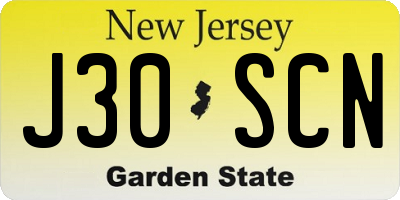 NJ license plate J30SCN