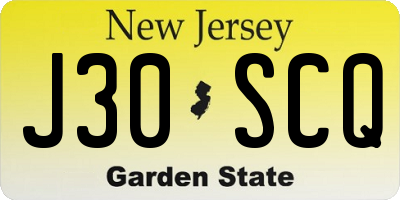 NJ license plate J30SCQ