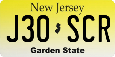 NJ license plate J30SCR