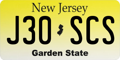 NJ license plate J30SCS