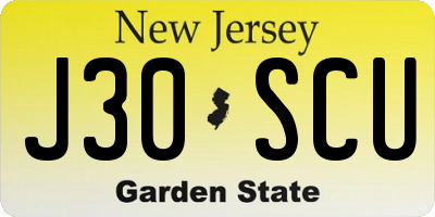 NJ license plate J30SCU