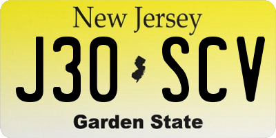 NJ license plate J30SCV