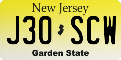 NJ license plate J30SCW