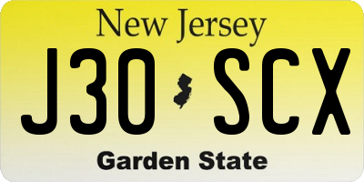 NJ license plate J30SCX