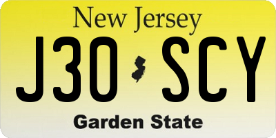 NJ license plate J30SCY