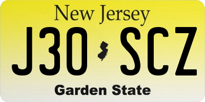 NJ license plate J30SCZ