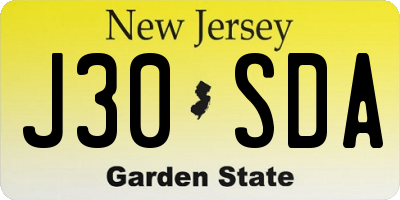 NJ license plate J30SDA