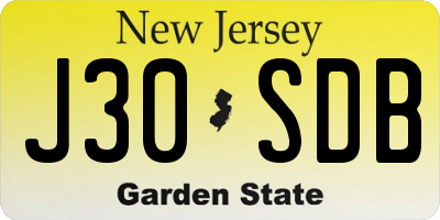 NJ license plate J30SDB
