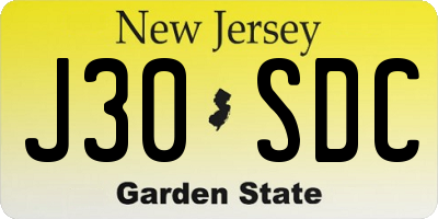 NJ license plate J30SDC