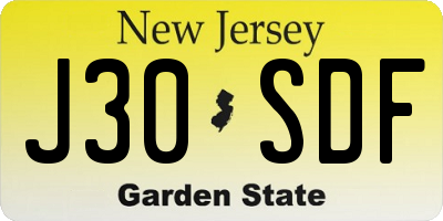 NJ license plate J30SDF