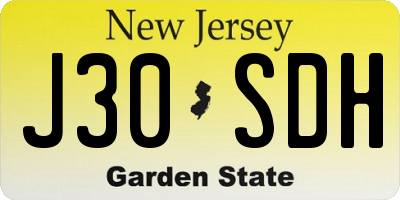 NJ license plate J30SDH