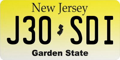 NJ license plate J30SDI