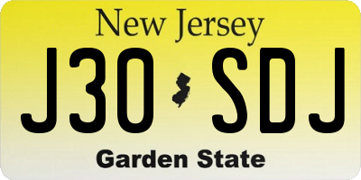 NJ license plate J30SDJ