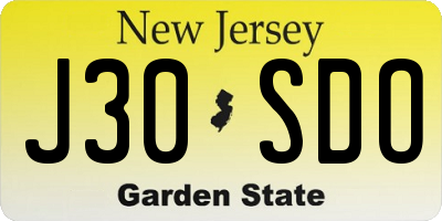 NJ license plate J30SDO