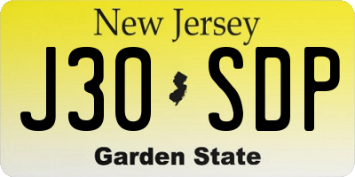 NJ license plate J30SDP