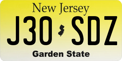 NJ license plate J30SDZ
