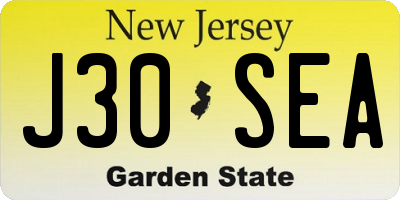 NJ license plate J30SEA